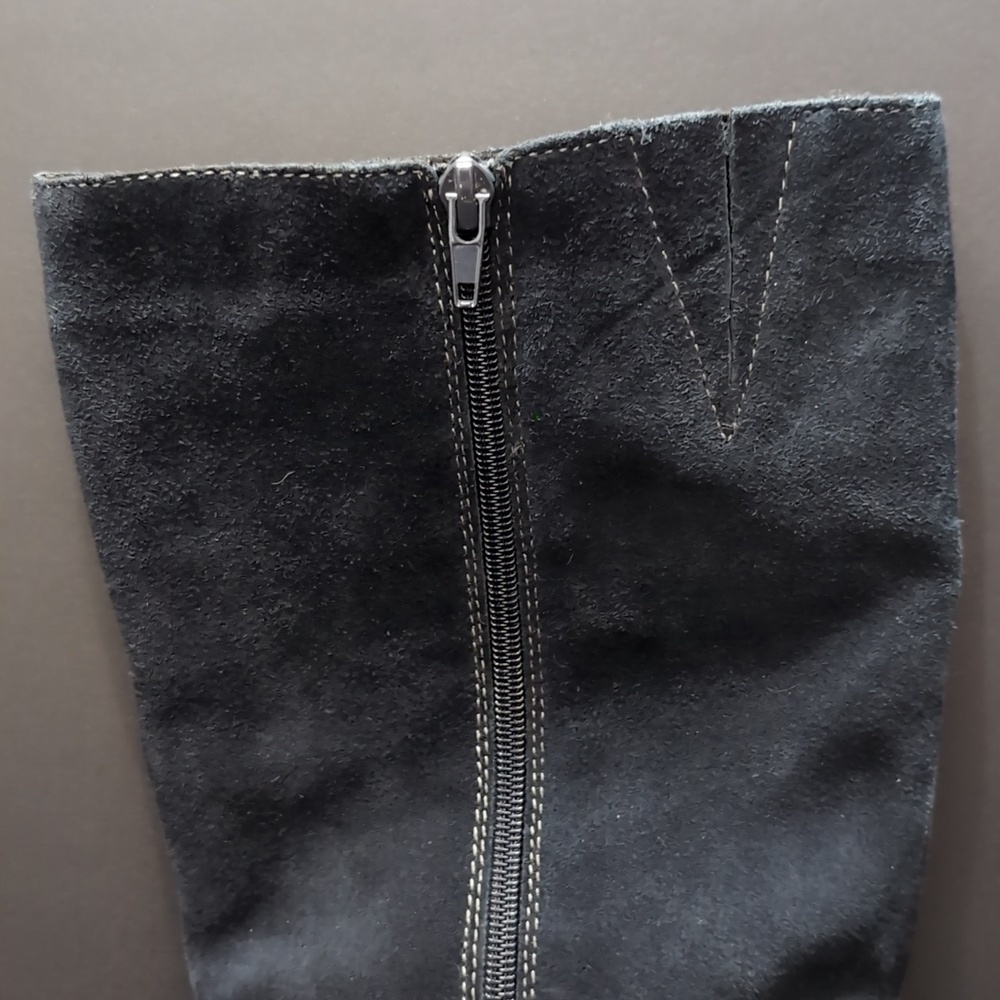 Reflexan Laufkomfort Woman's Blue Suede Leather Mid-caf Zippered Boots,Size 40 - Picture 3 of 12